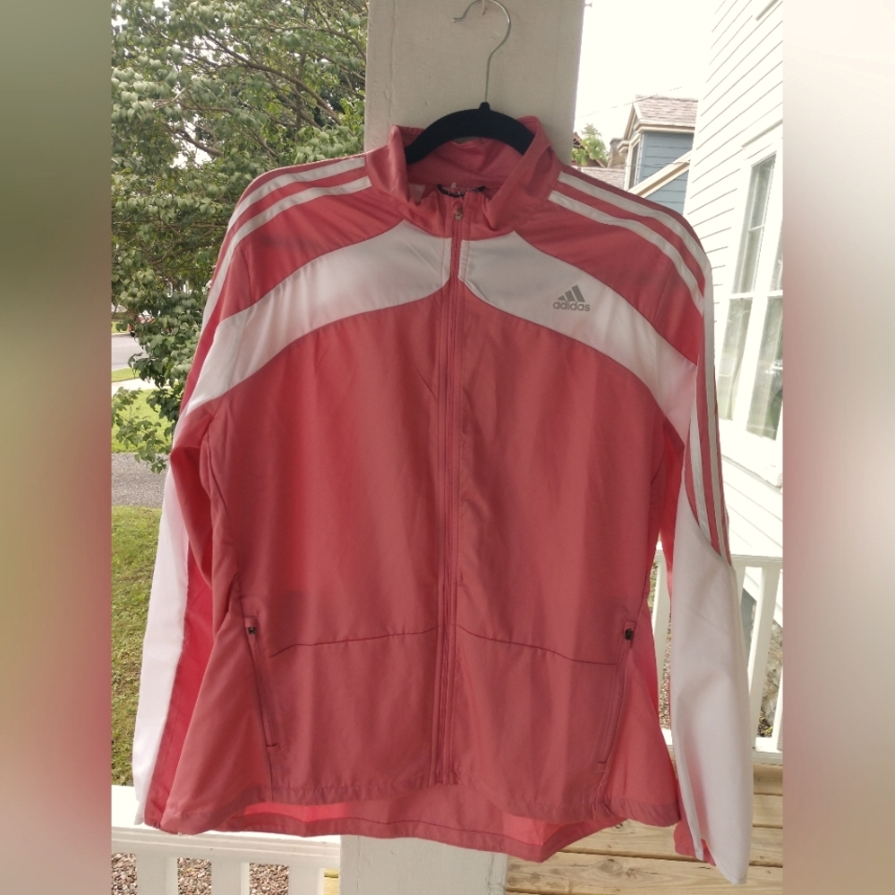 Adidas Marathon Running Jacket Hazy Rose Water Repellent Reflective Size XL - Picture 13 of 16